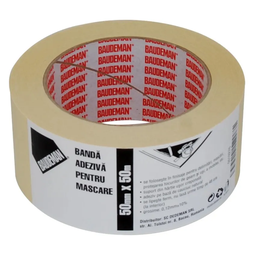 Banda mascare Baudeman 4359 - 44, alb, interior, 50 m x 50 mm