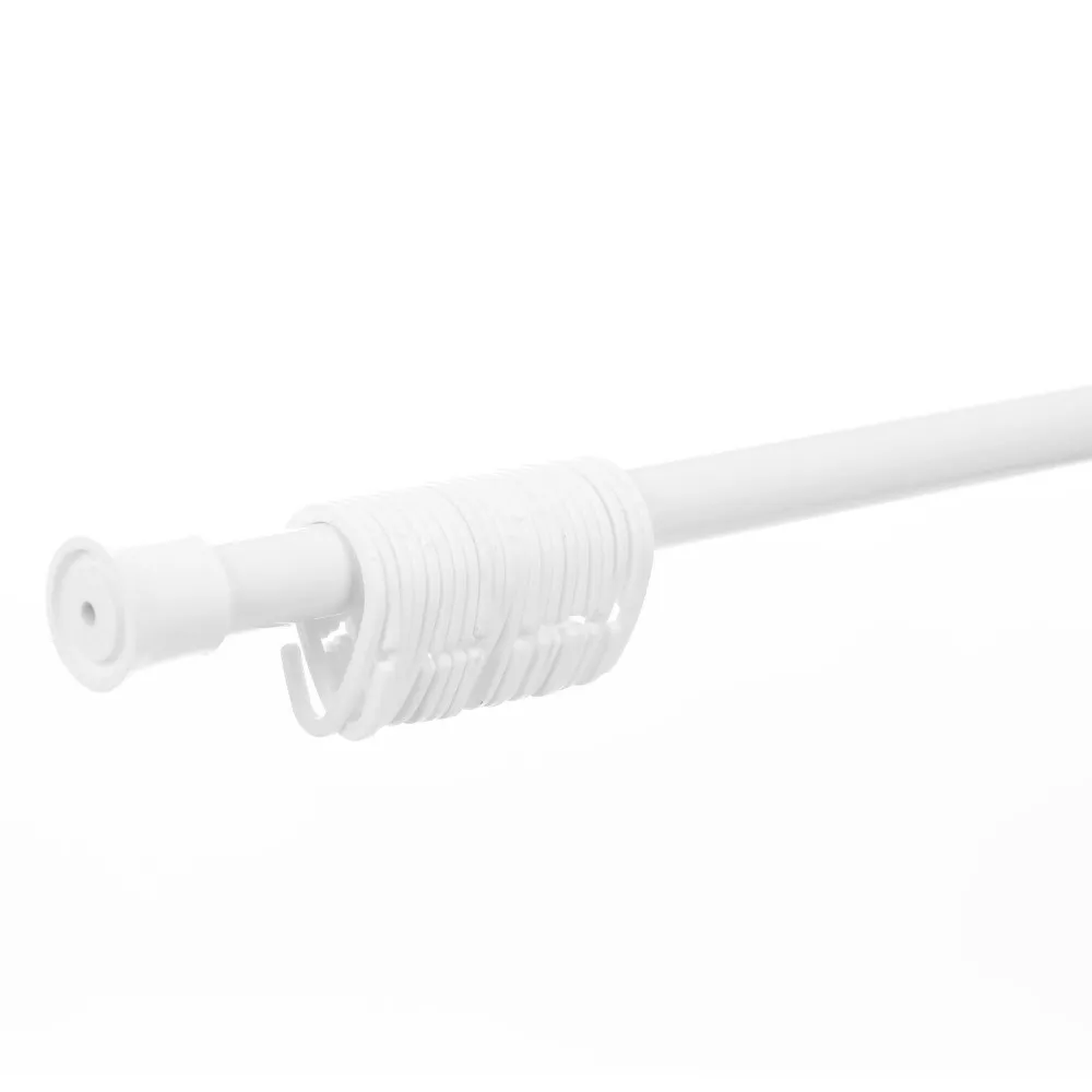 Bara perdea dus, telescopica / extensibila, metal, alba, inele incluse, 120 / 210 cm