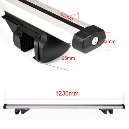 Bara portbagaj universala transversala din aluminiu cu cheie 120cm Cod: FLEX Argintiu — imaginea 2