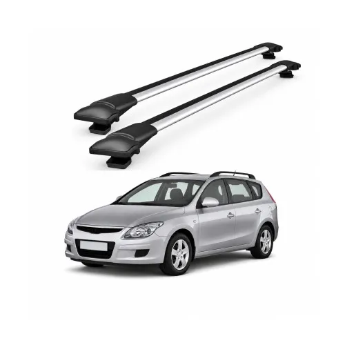 Bare portbagaj transversale auto aluminiu compatibile Hyundai i30 CW (Fd) combi 2007-2011 84-84 cm