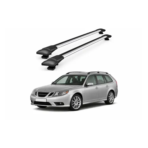 Bare portbagaj transversale auto aluminiu compatibile Saab 9-3 Sportwagon 2006-2012 84-84 cm