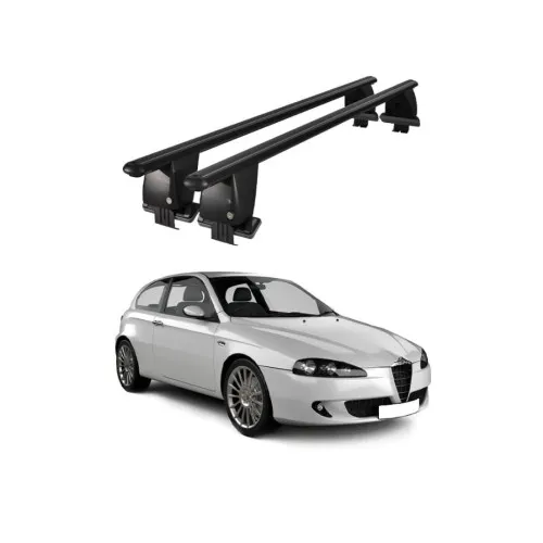Bare transversale portbagaj auto aluminiu compatibile plafon neted Alfa Romeo 147 2000-2010 argintii sau negre Kit-101 — imaginea 2