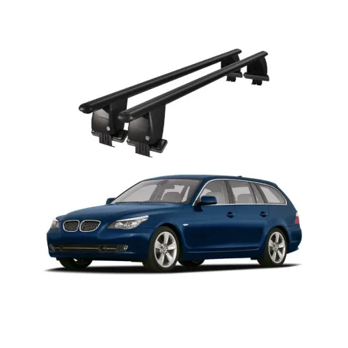 Bare transversale portbagaj auto aluminiu compatibile plafon neted BMW Seria 5 E61 Touring 2003-2010 argintii sau negre Kit-101 — imaginea 2