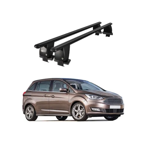 Bare transversale portbagaj auto aluminiu compatibile plafon neted Ford C-Max II 2010-2019 argintii sau negre Kit-102 — imaginea 2