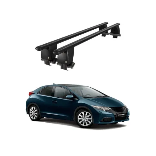Bare transversale portbagaj auto aluminiu compatibile plafon neted Honda Civic IX Hatchback 2011-2015 argintii sau negre Kit-108 — imaginea 2