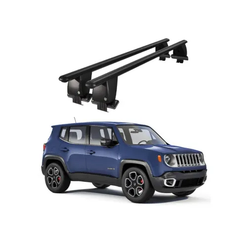 Bare transversale portbagaj auto aluminiu compatibile plafon neted Jeep Renegade 2014-> argintii sau negre Kit-101 — imaginea 2
