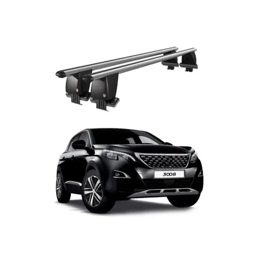 Bare transversale portbagaj auto aluminiu compatibile plafon neted Peugeot 3008 2016-2020 argintii sau negre Kit-107