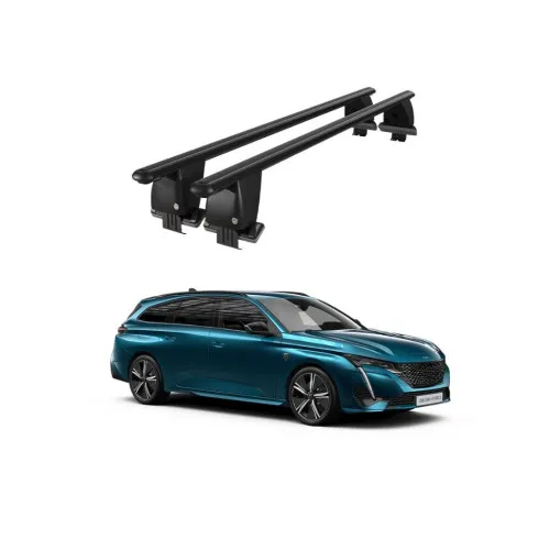 Bare transversale portbagaj auto aluminiu compatibile plafon neted Peugeot 308 Combi P52 Mk3 2021-> argintii sau negre Kit-105 — imaginea 2