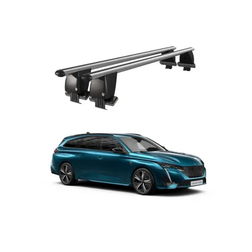 Bare transversale portbagaj auto aluminiu compatibile plafon neted Peugeot 308 Combi P52 Mk3 2021-> argintii sau negre Kit-105