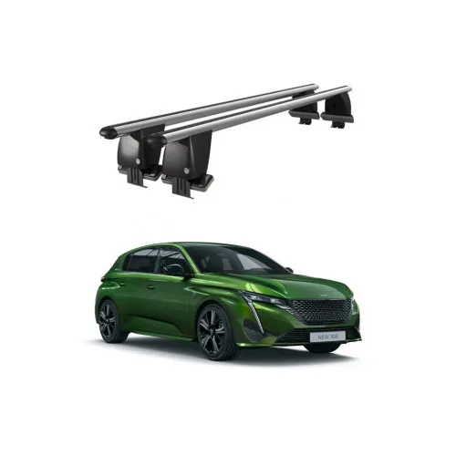Bare transversale portbagaj auto aluminiu compatibile plafon neted Peugeot 308 P5 Mk3 2021-> argintii sau negre Kit-105