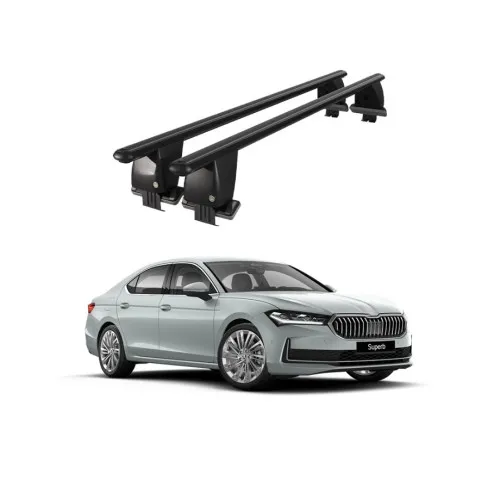 Bare transversale portbagaj auto aluminiu compatibile plafon neted Skoda Superb 3V 2015-> argintii sau negre Kit-109 — imaginea 2