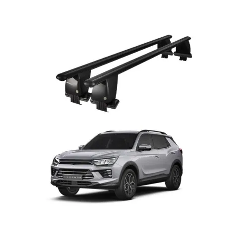 Bare transversale portbagaj auto aluminiu compatibile plafon neted SsangYong Korando 2019-> argintii sau negre Kit-108 — imaginea 2