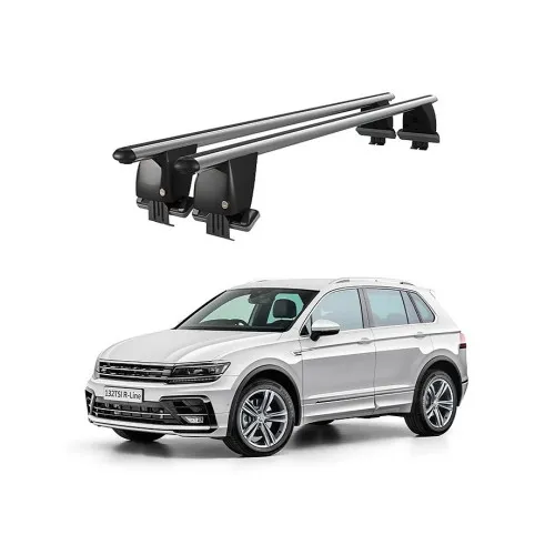 Bare transversale portbagaj auto aluminiu compatibile plafon neted Volkswagen Tiguan II AD1 R-Line 2016-> argintii sau negre Kit-108