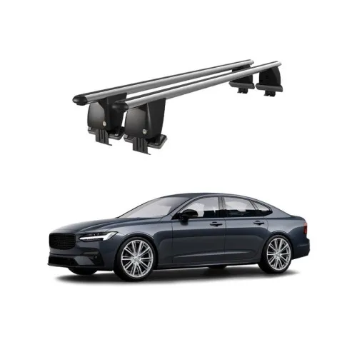 Bare transversale portbagaj auto aluminiu compatibile plafon neted Volvo S90 2016-> argintii sau negre Kit-105