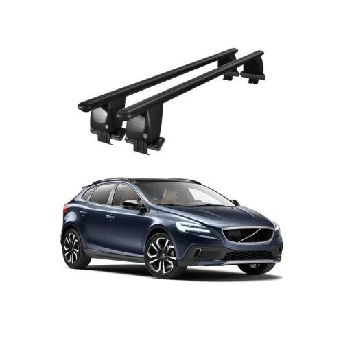 Bare transversale portbagaj auto aluminiu compatibile plafon neted Volvo V40 2016-> argintii sau negre Kit-104 — imaginea 2