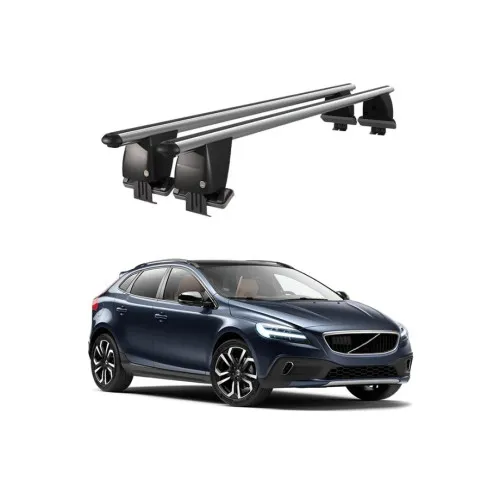 Bare transversale portbagaj auto aluminiu compatibile plafon neted Volvo V40 2016-> argintii sau negre Kit-104