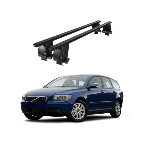 Bare transversale portbagaj auto aluminiu compatibile plafon neted Volvo V50 2008-2012 argintii sau negre Kit-101 — imaginea 2