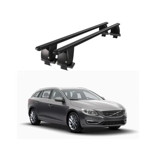 Bare transversale portbagaj auto aluminiu compatibile plafon neted Volvo V60 2010-2011 argintii sau negre Kit-104 — imaginea 2