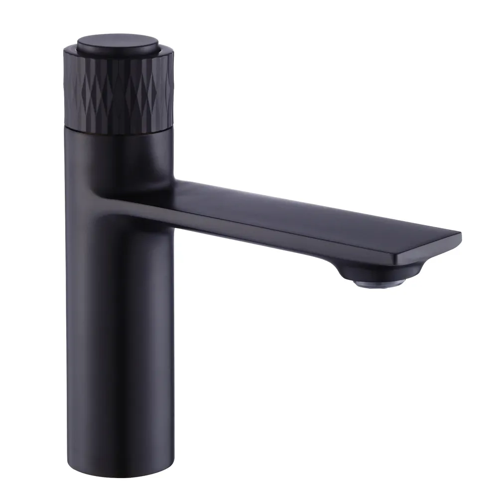 Baterie baie pentru lavoar, Kadda Fendi MY1902-2XB, montaj stativ, monocomanda, finisaj negru, ventil inclus