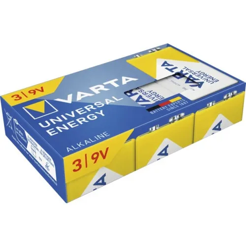 Baterii Varta Energy 9V HR9V plastic free, pachet 3 bucati