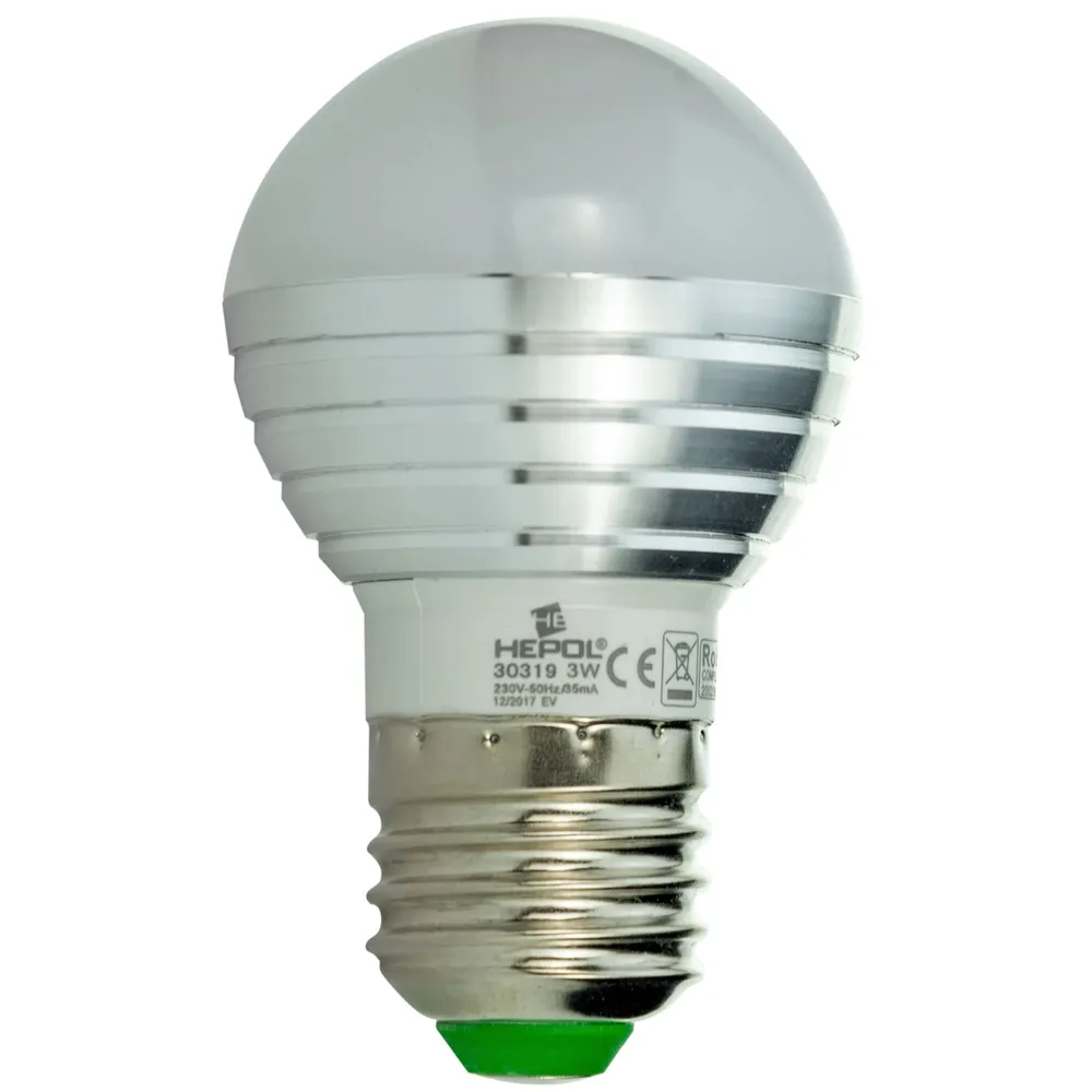 Bec LED color Hepol mini E27 3 W lumina RGB + telecomanda, dimabil