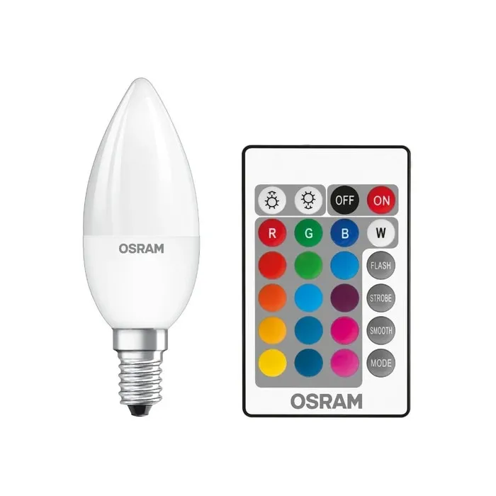 Bec LED color Osram lumanare B25 E14 4.2 W 250 lm lumina calda / RGB 2700 K, dimabil + telecomanda