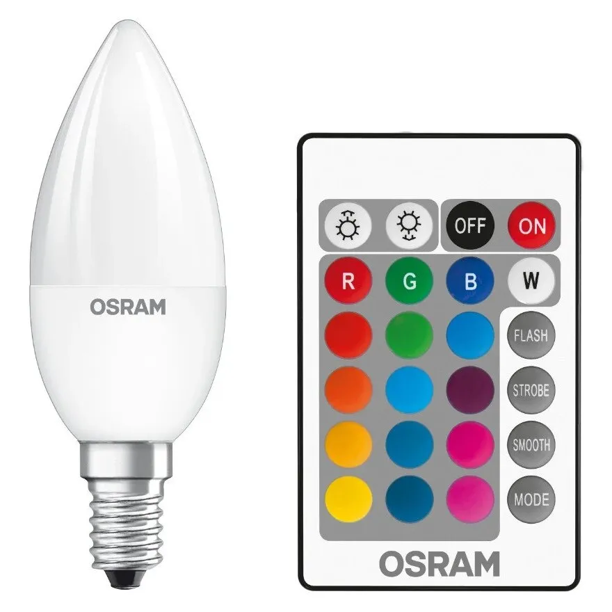 Bec LED color Osram lumanare B25 E14 4.2 W 250 lm lumina calda / RGB 2700 K, dimabil + telecomanda