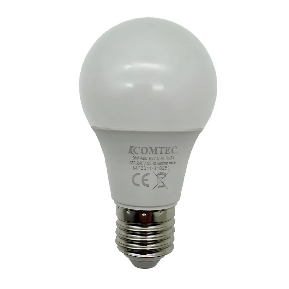 Bec LED Comtec clasic A60 E27 9 W 810 lm lumina rece 6500 K