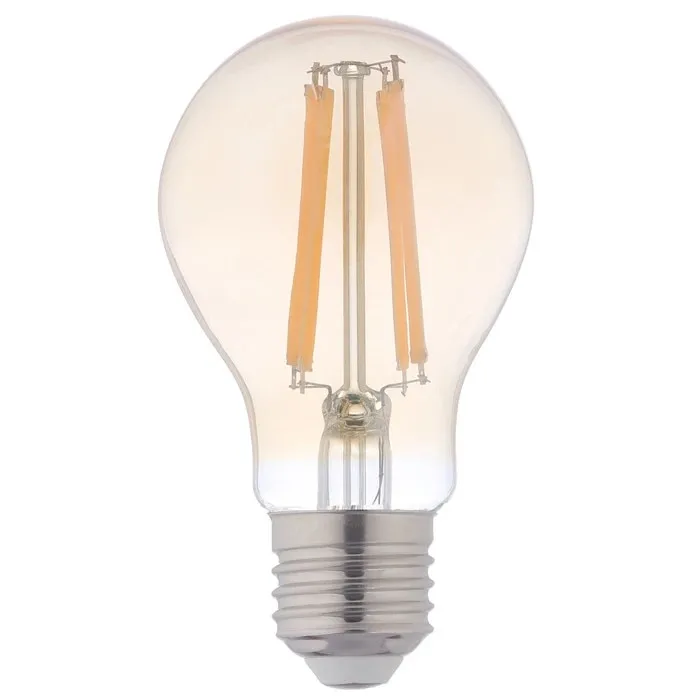 Bec LED filament Hoff clasic A60 E27 10 W 1200 lm lumina calda 2500 K, auriu, dimabil