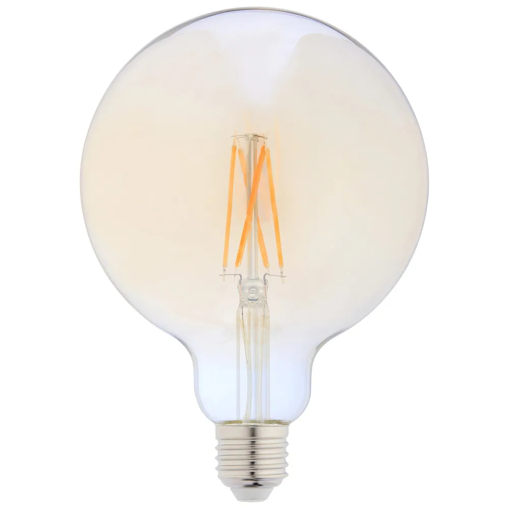 Bec LED filament Hoff glob G125 E27 8 W 950 lm lumina calda 2500 K, auriu, dimabil