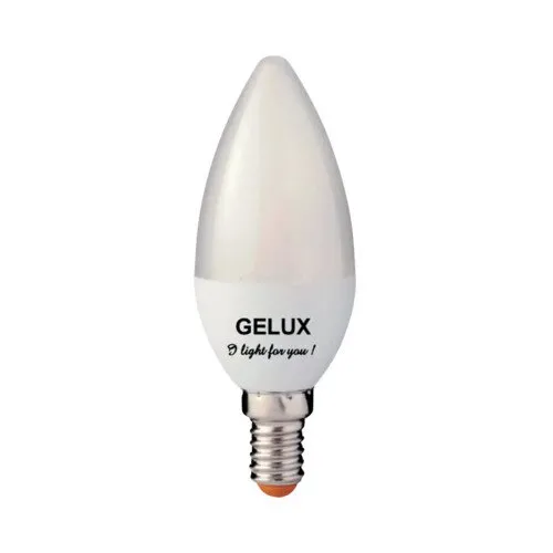 Bec LED Gelux E14 8W 806 lumeni, glob mat lumanare, lumina calda