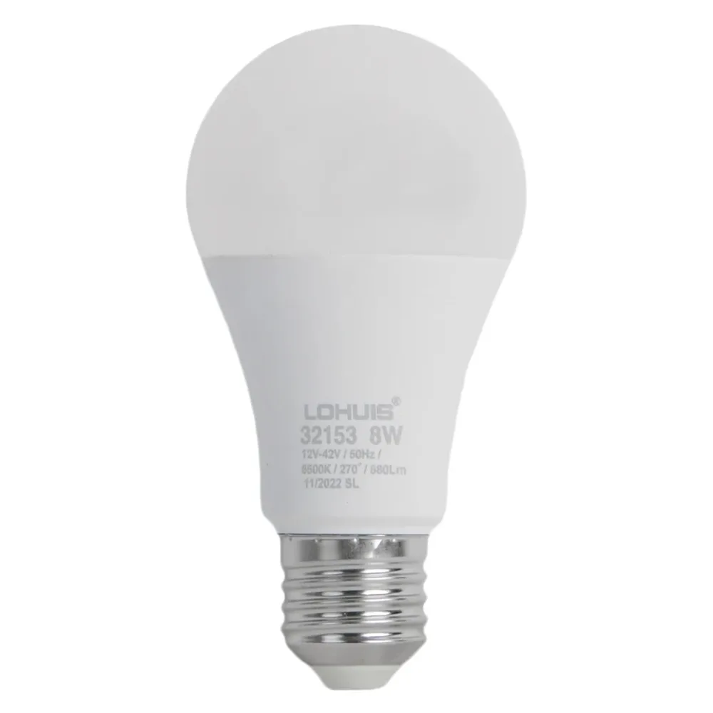 Bec LED Lohuis clasic A60 E27 8 W 880 lm lumina rece 6500 K, 12V - 42V