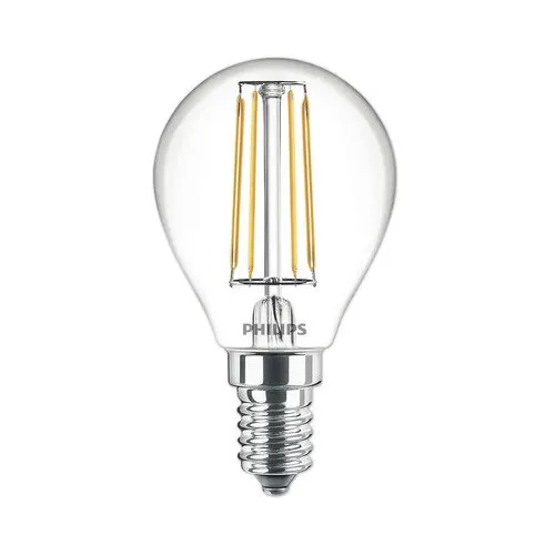 Bec LED Philips E14 2, 3W 485 lumeni, glob transparent P45, lumina neutra