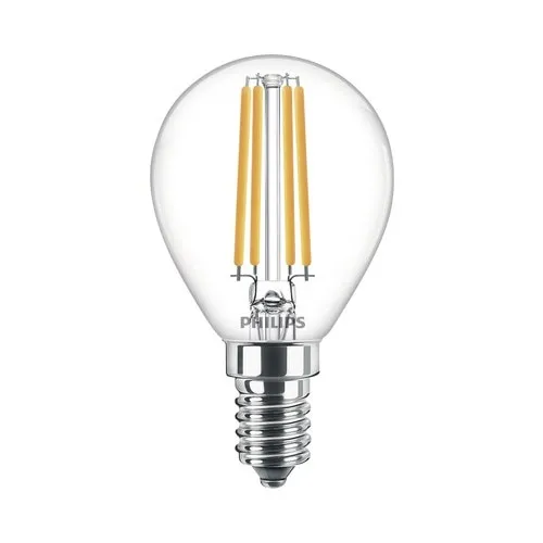 Bec LED Philips E14 6, 5W 806 lumeni, glob clar P45, lumina calda