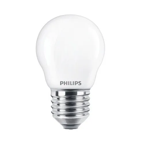 Bec LED Philips E27 4, 3W 470 lumeni, glob mat P45, lumina calda