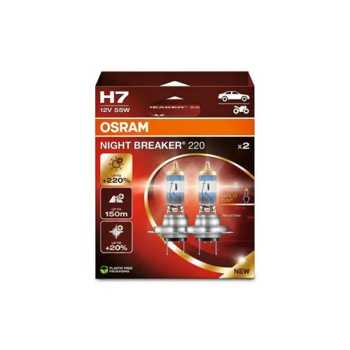Becuri auto halogen Osram H7 12V 55W PX26d Night Breaker +220% set 2 bucati — imaginea 2