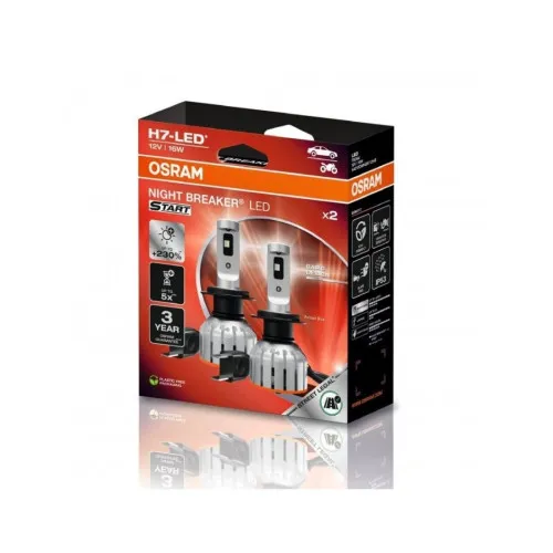 Becuri LED auto Osram Night Breaker START H7 12V 16W 1450 lm 6000K omologare RAR set 2 bucati — imaginea 2