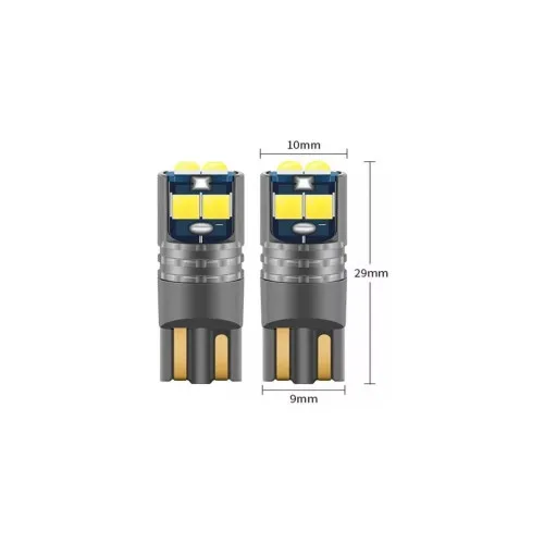Becuri LED Canbus T10 6 SMD 3030 12V-24V 10W 6000K alb set 2 bucati — imaginea 3
