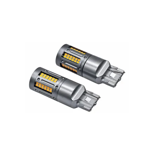 Becuri LED Canbus T20 7440 1 faza 84 SMD 12V-24V 25W 1000 lm nonpolar galben set 2 bucati — imaginea 2