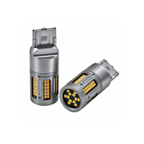 Becuri LED Canbus T20 7440 1 faza 84 SMD 12V-24V 25W 1000 lm nonpolar galben set 2 bucati