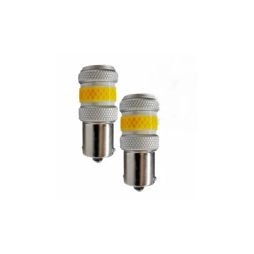 Becuri LED P21W BA15S Canbus COB 12W 1260 lumeni 12-24V lumina galbena nonpolar set 2 bucati