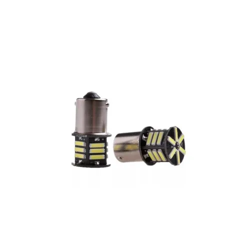 Becuri LED P21W BA15s TV tip vechi 1 faza 21 SMD 24V 300 lm alb set 2 bucati