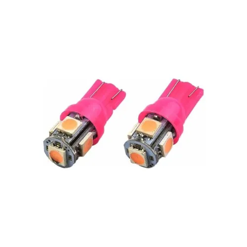 Becuri LED pozitie T10 5 SMD 5050 12V lumina roz set 2 bucati