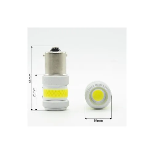 Becuri LED PY21W BAU15S Canbus COB 12W 1260 lumeni 12-24V lumina galbena nonpolar set 2 bucati — imaginea 3