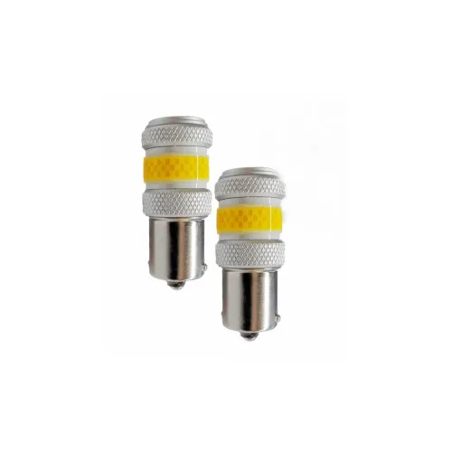 Becuri LED PY21W BAU15S Canbus COB 12W 1260 lumeni 12-24V lumina galbena nonpolar set 2 bucati