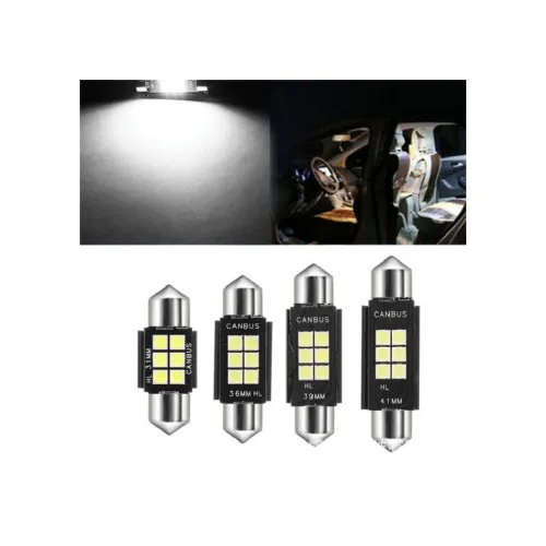 Becuri LED sofit Canbus 6 SMD 3030 31 mm 12V 300 lm 6000K alb rece set — imaginea 3