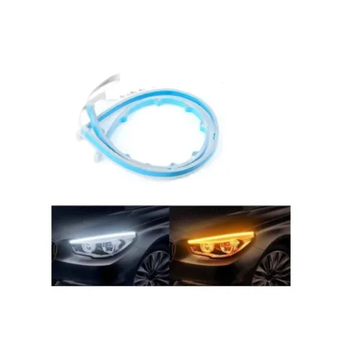 Benzi LED DRL 45cm 12V lumina alba semnalizare dinamica galbena 2 bucati — imaginea 2