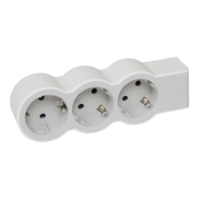 Bloc Legrand Moes 694573, 3 prize, contact de protectie, alb + gri