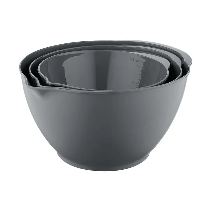 Bol pentru mixer Luna, plastic, gri, set 3 bucati