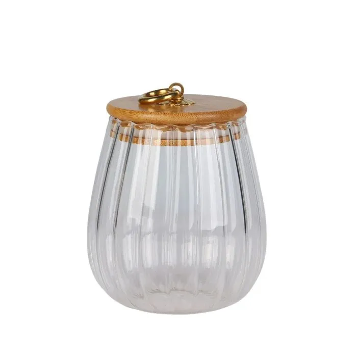 Borcan cu capac bambus, ST3R0J065-0BL, sticla borosilicata, 650 ml